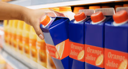 Orange juice blue cartons 