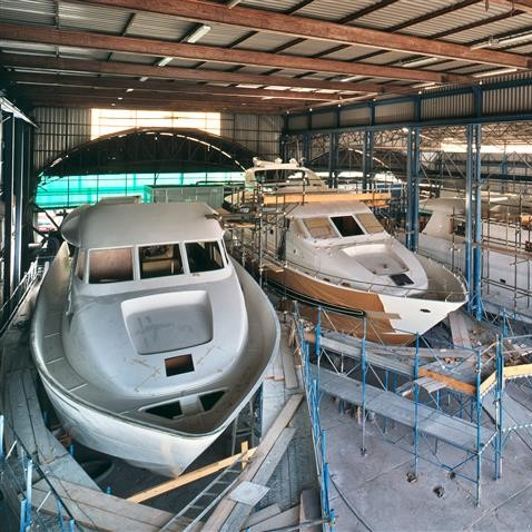 Yachts being built in the yard