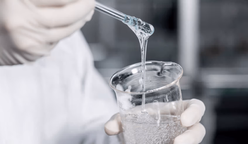 Water based polymer being tested