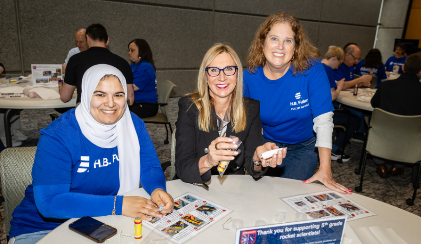CEO Celeste Mastin with H.B. Fuller volunteers