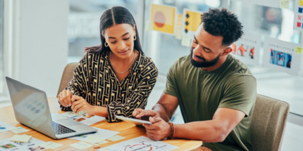 Team working on brand guidelines