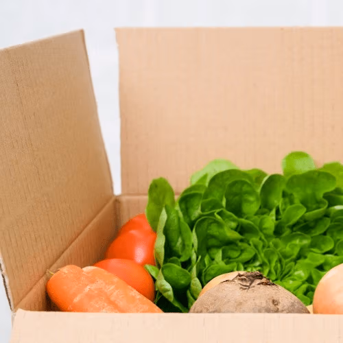 Fruits and vegetables in a box