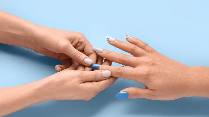 Getting blue press on nails done