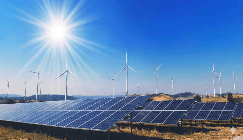 Solar and wind energy farm