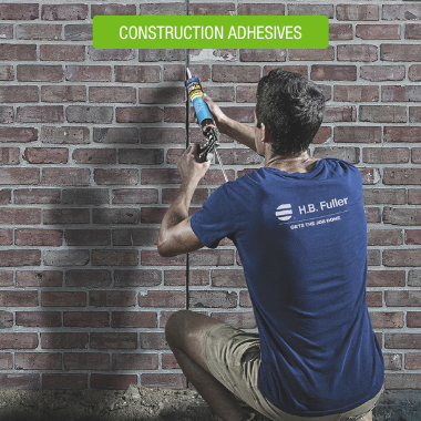 Man fixing a seal in a brick wall using H.B. Fuller construction adhesives in Australia. 