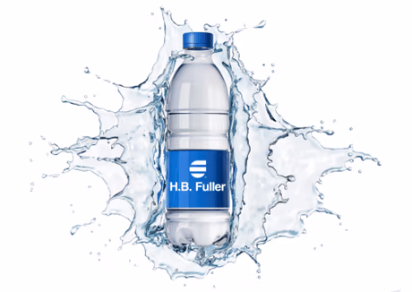 PET water bottle with splash background