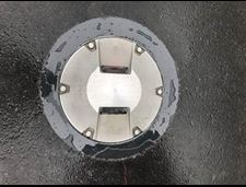 Close up of a runway light.