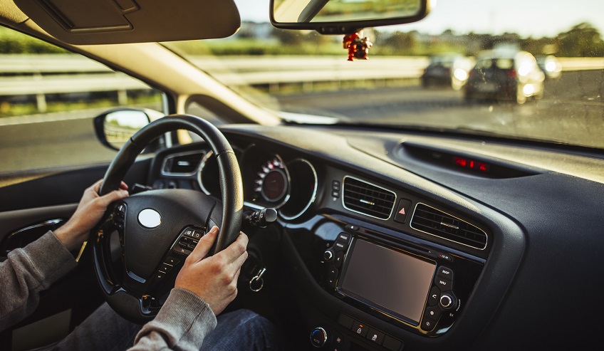 Interior dashboard of a car.