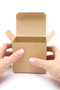 Small cardboard box representing fit for purpose packaging. 