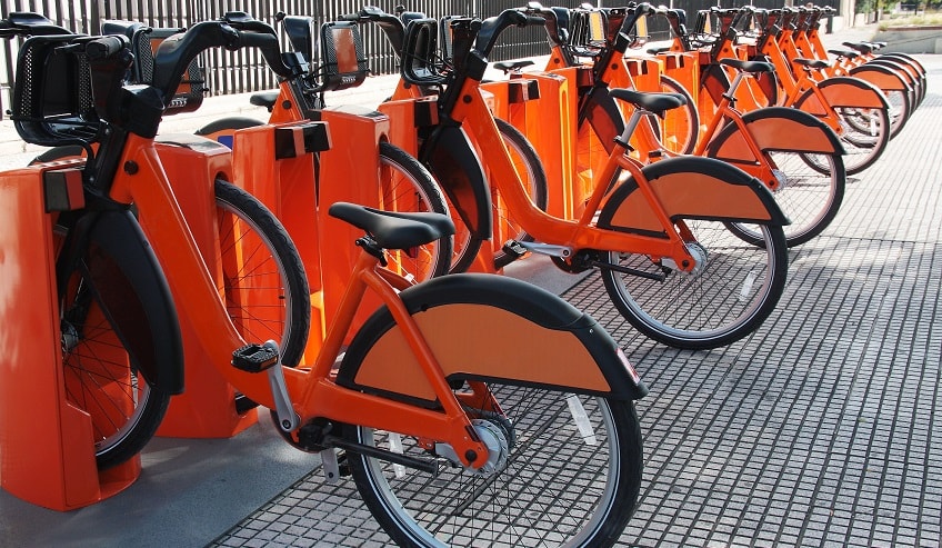 Row of electric bikes