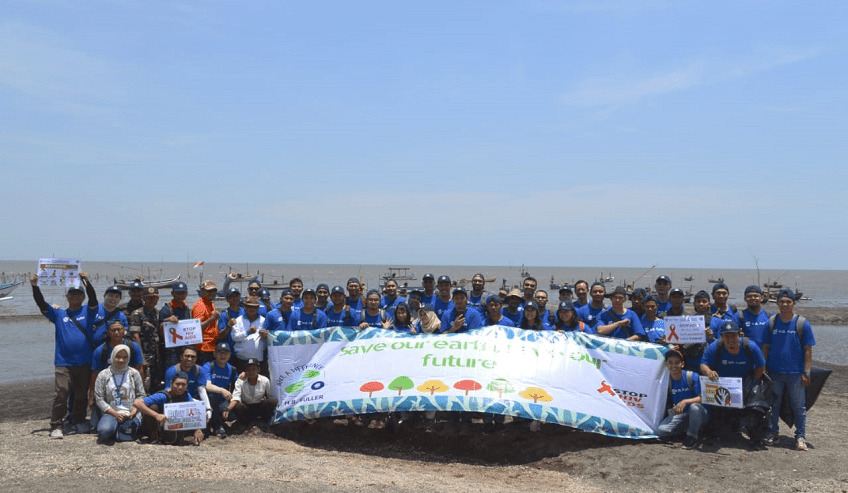 Indonesia Employees with Banner