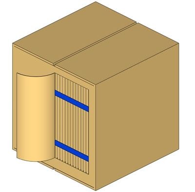 Verstärkter Karton mit Sesame-Klebeband von H.B. Fuller.