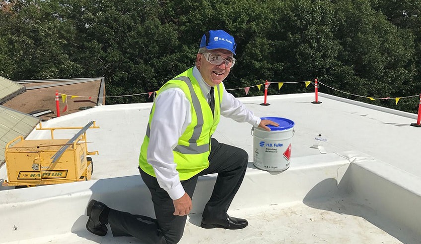 Jim on H.B. Fuller roof