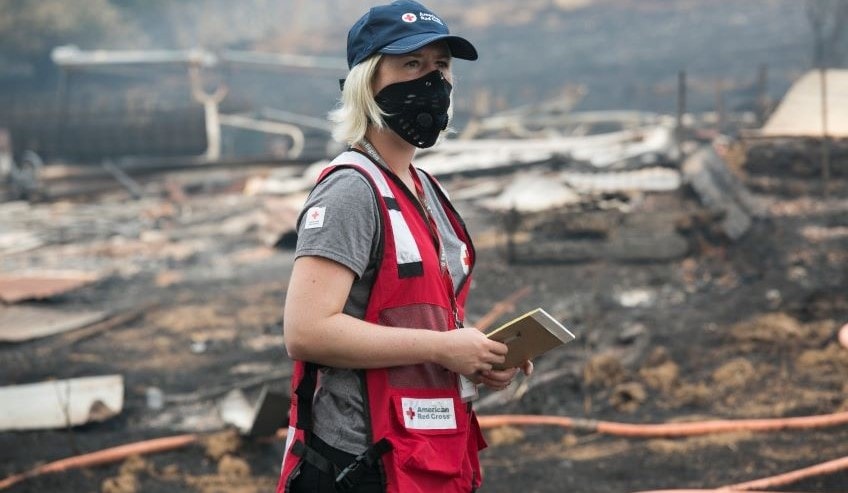 American Red Cross worker in the field