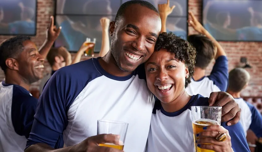 Couple enjoying drinks