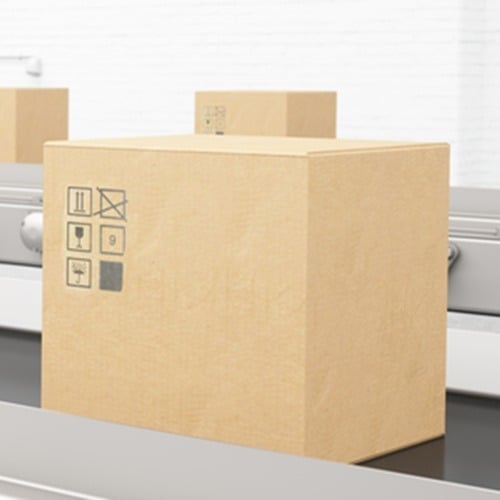 Carton box on conveyor belt