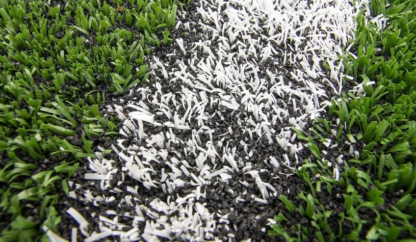 Close up of artificial turf used for sports. 