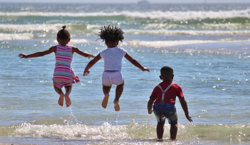 Children enjoying on beach