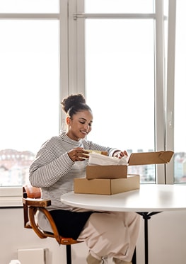 women opening the package
